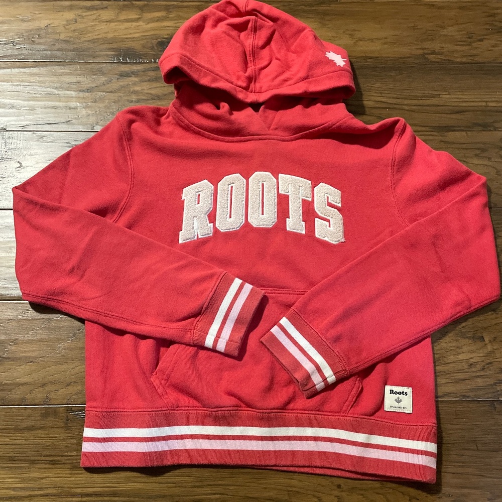 Roots kids hoodie sweatshirt coral size XL 11-12 years